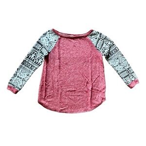 Sun & Moon Light Weight Sweatshirt Aztec Southwest Design 3/4 Raglan Sleeves